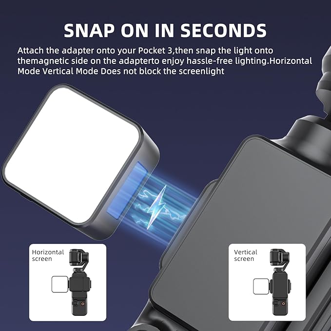 XIAOTJ 2pcs Magnetic Auxiliary Light for DJI Osmo Pocket 3/Xtra Muse, Bi-Color Portable USB C Rechargeable Mini LED Video Light, 300mAh, CRI ≥95, Brightness Adjustable for Selfie Vlog Recording