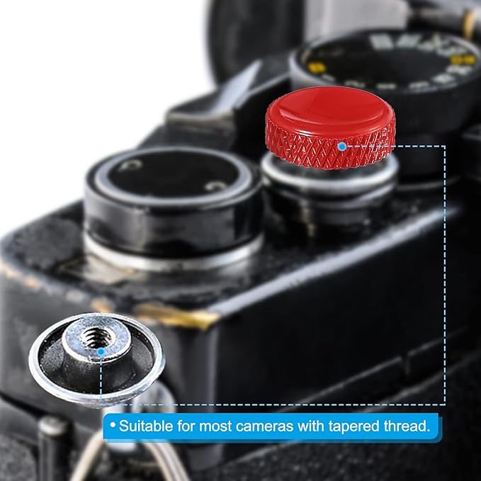 PATIKIL Camera Shutter Button, 2 Pack Soft Shutter Release Button Pure Copper Camera Button Knurled Suitable for Nikon for Fujifilm for Leica DSLR/SLR Camera, Silver