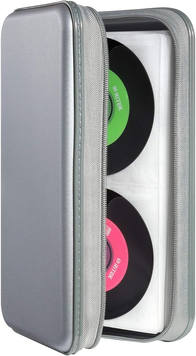 UENTIP CD Case Holder,Portable CD/DVD Case Holder CD Organizer Wallet Protective DVD Storage Wallet for Car Home Travel (96, grey)