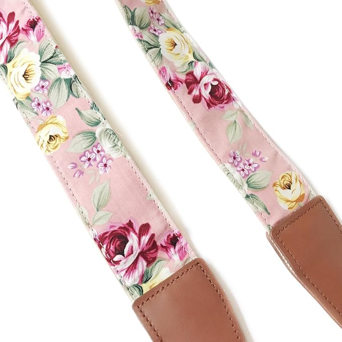 Alled Camera Strap Neck, Adjustable Vintage Floral PInk Camera Straps Shoulder Belt for Women/Men,Camera Strap for Nikon/Canon/Sony/Olympus/Samsung/Pentax ETC DSLR/SLR