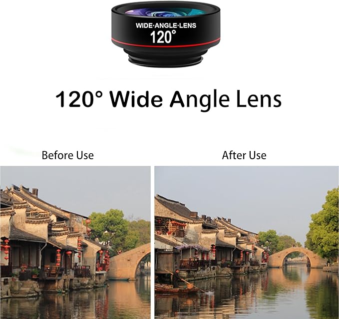 Cell Phone Camera Lens Kit, 6 in 1 Phone Lens Kit, 22x Telephoto Lens, 180° Fisheye Lens, 120° Super Wide-Angle Lens, 20x Macro Lens with Tripod & Universal Clip for iPhone Android Smartphone