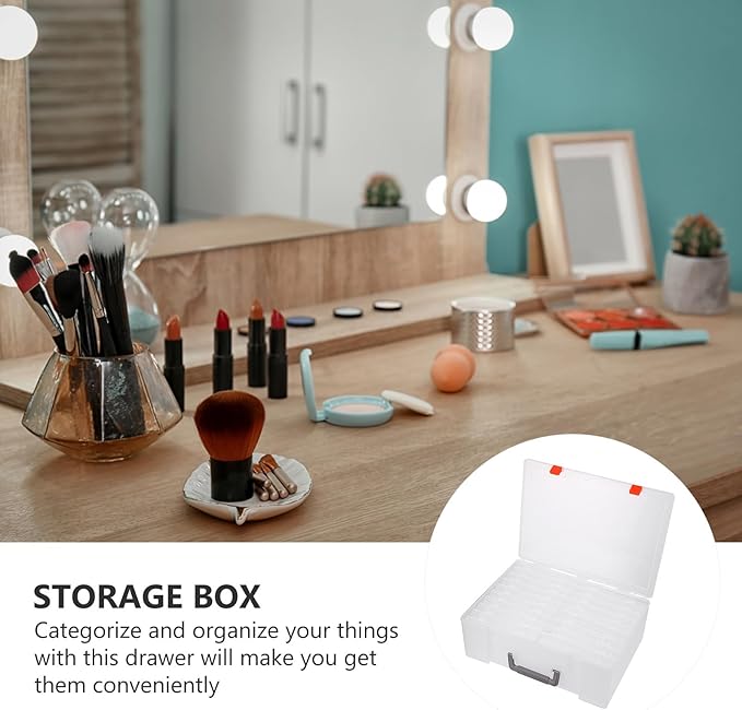 BESPORTBLE Large Photo Storage Box with Handle, Multi-Compartment Photo Case Keeper for Organizing Pictures, Stickers, Cards, and Crafts, Portable Archival Organizer for Home and Travel