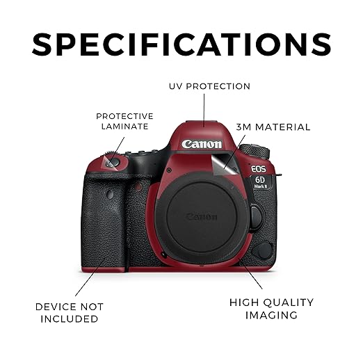 Camera Skin Compatible with Canon EOS 6D Mark II Camera (2017) - Solid Burgundy - Premium 3M Vinyl Protective Wrap Decal Cover - Easy to Apply | Crafted in The USA by MightySkins
