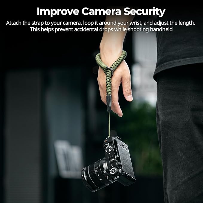 SMALLRIG Camera Wrist Strap, Universal Braided Camera Hand Strap, Adjustable Safety Strap Compatible for DSLR or Mirrorless Camera, Green- 5054