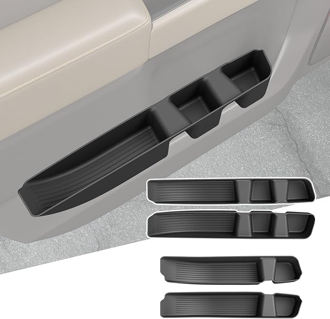 4PCS Door Side Storage Box Compatible with 2022-2026 Chevy Silverado GMC Sierra Door Handle Phone Pocket Tray Insert Organizer Crew Cab Replacement for 2022-2026 Chevy Silverado Accessories