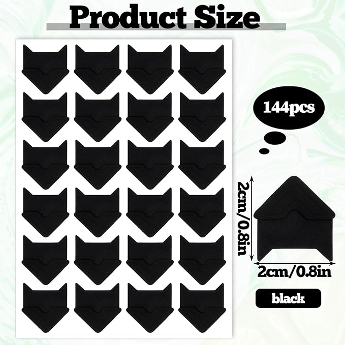 144PCS Photo Corners, Self Adhesive Black Photo Corners, Acid Free Photos Mounting Corner, Scrapbooking Photos Mounting Corner for DIY Scrapbook, Photo-Album, Picture Frames, Memory Books and Journal
