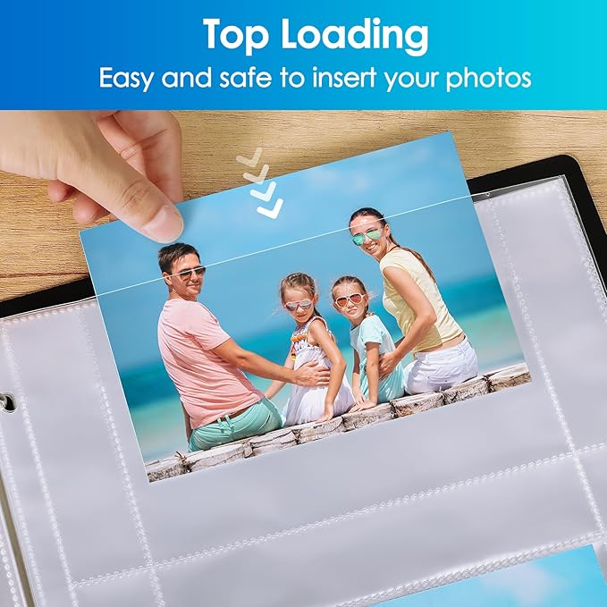 MaxGear 30 Pack 4x6 Photo Sleeves for 3 Ring Binder (120 Pictures), Heavy-Duty Archival Page Protectors, 2-Pocket Clear Photo Album Refill Pages, Plastic Seed Binder Pages 8.5x11, Acid-Free