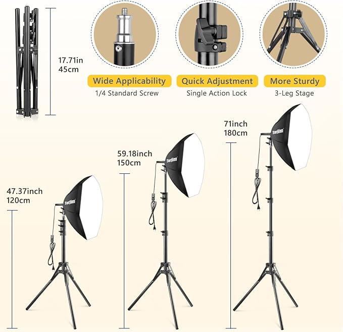 Torjim Softbox Photography Lighting Kit, 20'' x 20'' Professional Softbox Lighting Kit with 85W 3000-7500K LED Bulbs, Studio Lights for Photography/Video Recording/Live Streaming