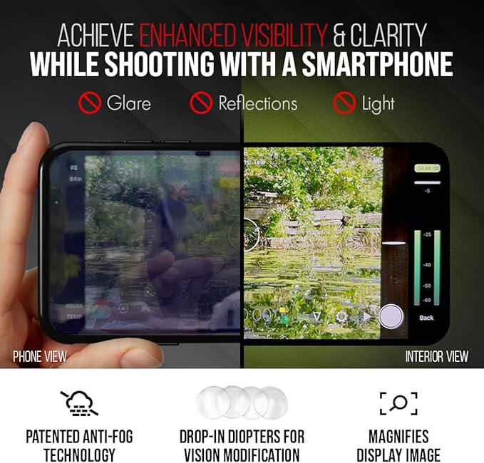 Zacuto Director’s Rig | Smartphone Video Rig with Smart Z Finder, Director’s Grip, Accessory Rail, Bridge, Diopters & Anti-Fog Shields | Filmmaking & Content Creator Accessories for Mobile Phones