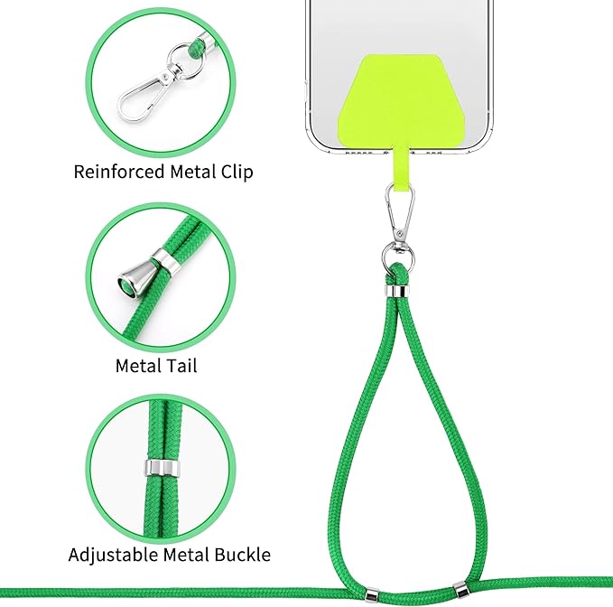 CACOE Phone Lanyard 2 Pcs-2 Pcs Adjustable Neck Strap, 4 Pcs Patches, Universal Crossbody Multifuctional Cell Phone Lanyards Compatible with Most Smartphones(Black+Dark Green)