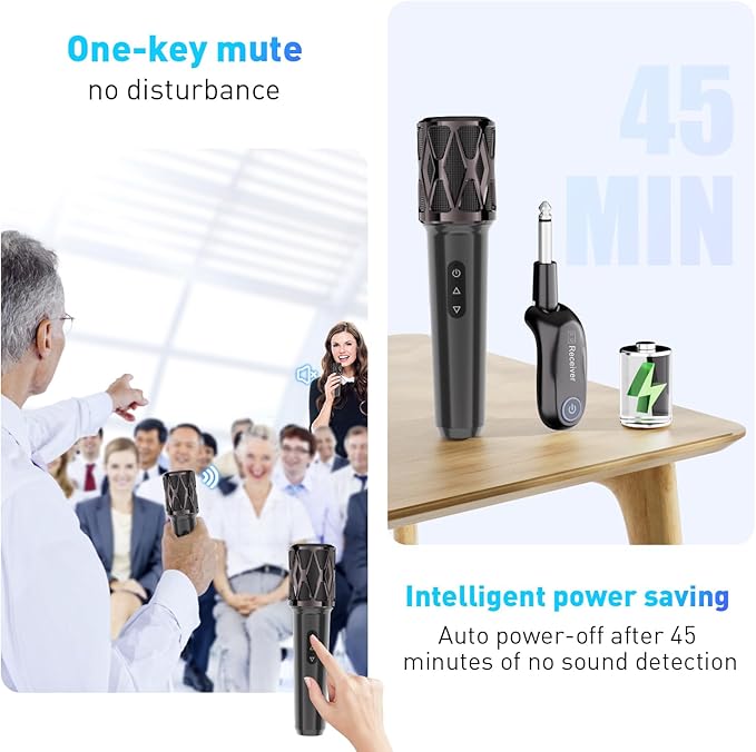 ZOWEETEK Wireless Microphones for Singing,Dual Handheld Dynamic Mic with Rechargeable Receiver,Karaoke Microphone Set for Singing,Wedding,Home Party, Classroom,Speech,Church,PA System,Plug and Play