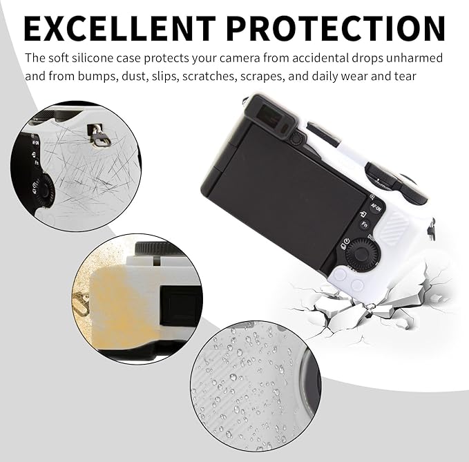 Easy Hood Camera Case for Sony Alpha 6700, Soft Silicone Protective Cover a6700 DSLR Camera Anti-Scratch Slim Fit Body Skin Protector Housing Sleeve for Sony A6700 Mirrorless Camera White