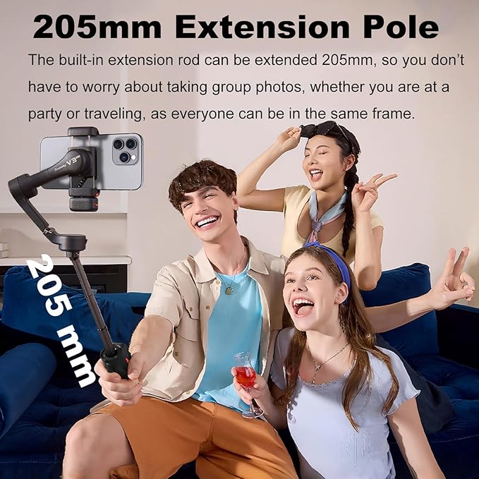 Hohem iSteady V3 Ultra Gimbal Stabilizer for iPhone Android Smartphone,Phone Gimbal with AI Tracking,Fill Light,Detachable Touchscreen Remote,Phone Stabilizer for Video Recording,YouTube TikTok Travel