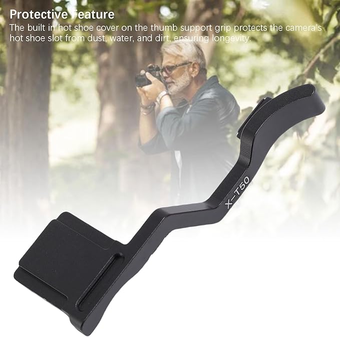Yunir X T50 Thumb Up Grip for Fuji X T50 Camera Only,Aluminum Alloy Metal Thumb Grip with Hot Shoe Cover Protector Thumb Rest Support Holder,Not Affect The Use of XT50 Camera Buttons (Black)