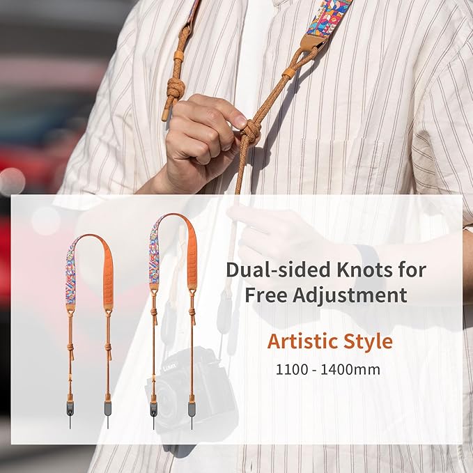 PGYTECH Camera Shoulder Strap Air Artistic Style for Mirrorless Camera Strap Quick Release 43.31''~55.12'' Adjustable Camera Neck Strap for Sony ZV-E10 for Canon G7 X, Bohemian Style