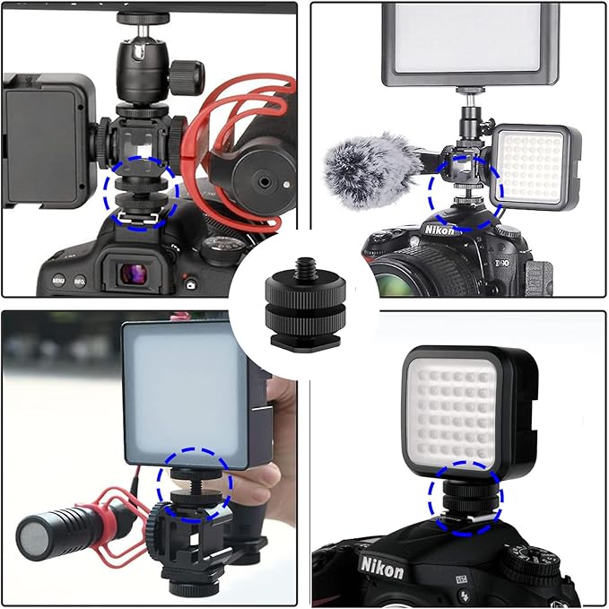 Camera Hot Shoe Mount(6 Pack) to 1/4"-20 Tripod Screw Adapter Flash Shoe Mount for DSLR Camera Rig