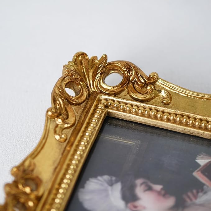 Funerom 8x10 Vintage Picture Frames with Glass Front, Ornate Frame, Antique Photo Frames for Tabletop or Wall Hanging Gold
