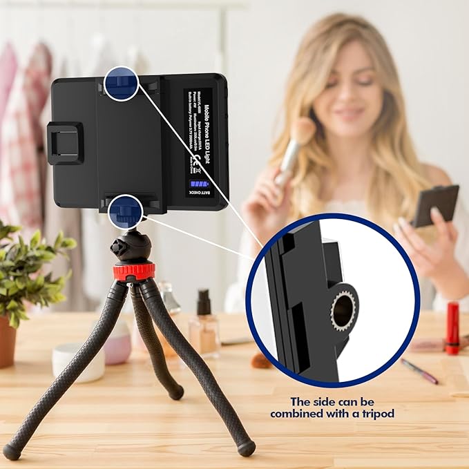 Selfie Light Portable 60 LED Rechargeable Video Conference Fill with Front & Back Clip and Adjusted 3 Modes for Phone, iPhone, IPad, Camera, Laptop, TikTok, Makeup, Live Stream, Vlog