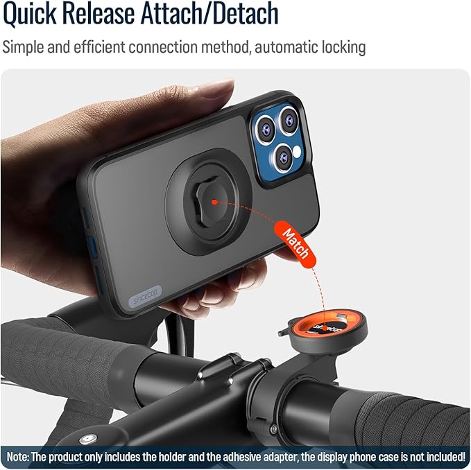 Bike Phone Mount,Motorcycle Phone Holder with Universal Adapter,Out Front Bicycle Handlebar Mount for Mountain Road EBike,Scooter,Moto,MTB,Quick Release Attach/Detach-Orange【Series C - 1st Gen】