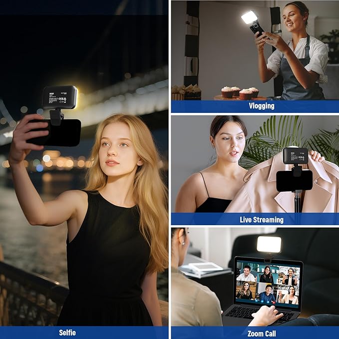 NEEWER Entry Level Version LED Selfie Light, Plastic Clip on Phone Fill Lighting for iPhone, 66 LEDs CRI92 Portable for Computer Laptop Webcam Zoom Video Conference Makeup Recording Streaming, N6