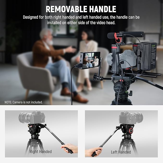NEEWER Video Tripod with Fluid Head, Heavy Duty Aluminum Compact Portable Camera Tripod Stand for DSLR Camcorder Compatible with DJI Gimbals Compatible with Manfrotto QR Plates, Max Load 13.2 lb, TP73