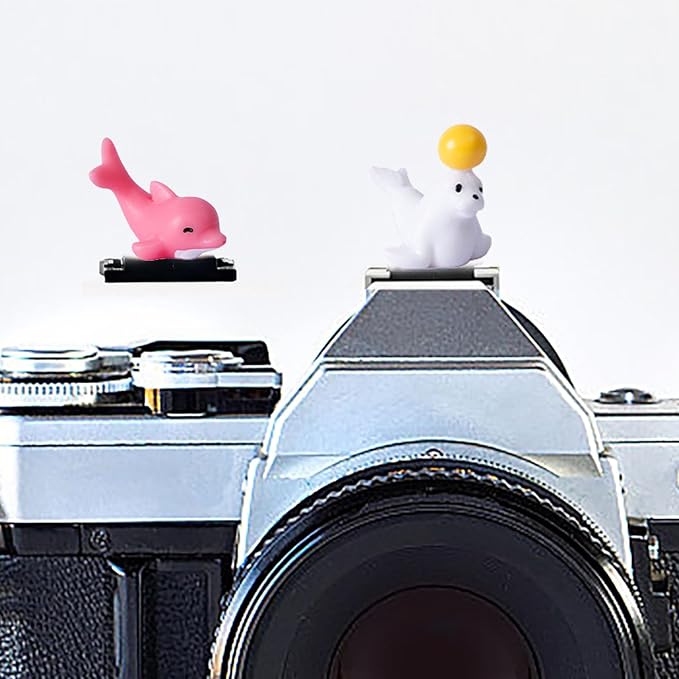 Camera Hot Shoe Cover, Cartoon Hot Shoe Cap, Hot Shoe Protector Compatible with Sony Fujifilm Fuji Canon Nikon Pentax Leical Panasonic (2pcs Seal Dolphin)