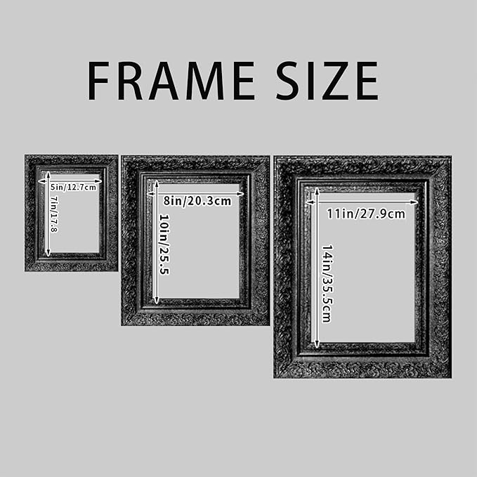 Vintage Picture Frame, Decorative Wall Hanging and Tabletop Display Photo Frame (Black, 11X14)
