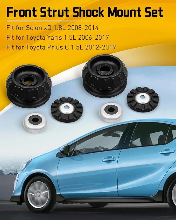 Front Strut Shock Mount Set with Bearing Fit For Scion xD 1.8L 2008-2014, Fit For Toyota Yaris 1.5L 2006-2017, Fit For Toyota Prius C 1.5L 2012-2019 Replace 48609-52100 48609 52100 4860952100, 2Pcs