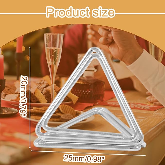 Bonsicoky 100 Pack Silver Triangle Place Card Holder - Mini Table Card Photo Picture Holders for Wedding Party Birthday Office