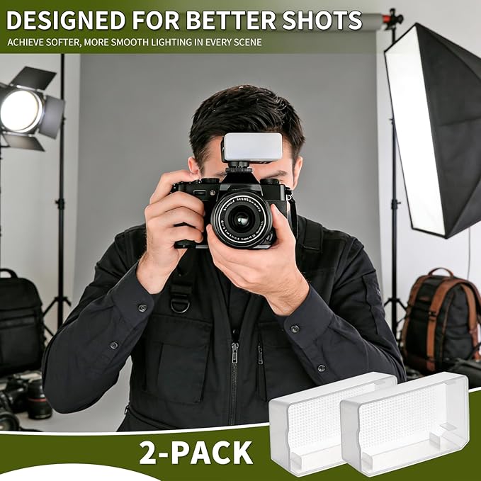 2 Pack Flash Diffuser Compatible with Godox iT30 Pro, Flash Diffuser for Speedlight, Softbox for Soft Even Lighting, Easy to Install, Ideal for Portrait Product Indoor Outdoor Photography