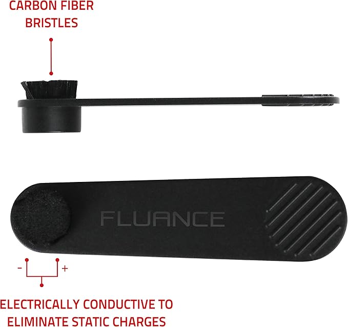 Fluance Vinyl Record & Stylus Cleaning Kit with 2-in-1 Anti-Static Carbon Fiber & Soft Velvet LP Brush and Stylus Brush (VB52)