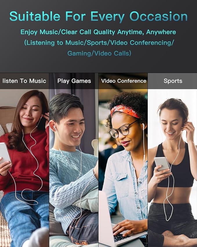 2 Pack Headphones Wired USB C for iPhone 16/17/15 Ultra Clear Calls&No Noise,Type C Earbuds Earphones Wired with Microphone Volume Control&Remote Control for iPhone 15/16/17 Pro Max Plus, iPad Pro
