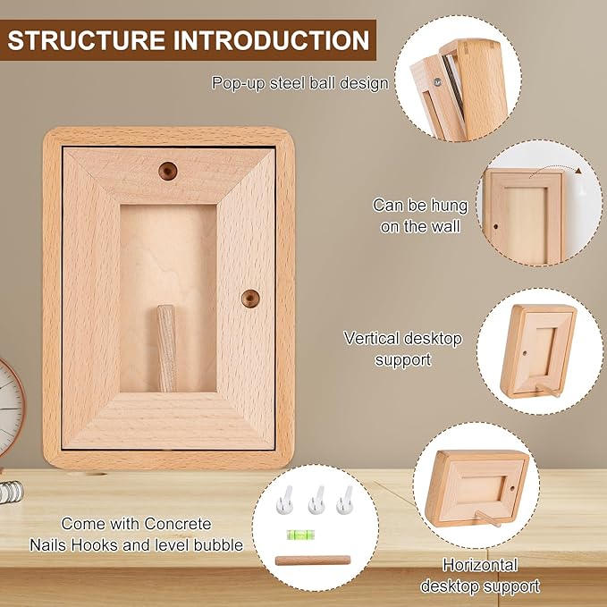 Kattepote Wooden Small Photo Frame 5x3.5 inch, Smll Picture Frames Display 2x3 Inch with Mat or 3.5x5 without Mat, with High Clear Acrylic, for Landscape or Portrait Orientation, Wall-Mount & Tabletop