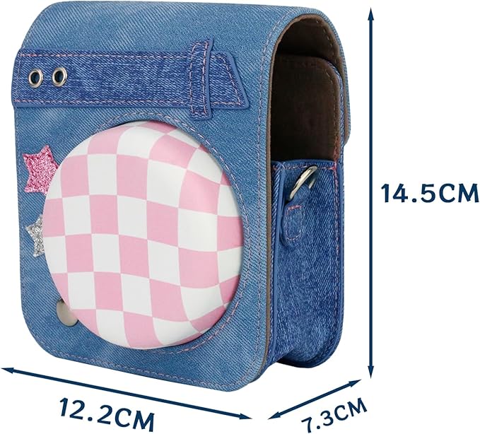 Frankmate Protective Case Compatible with Fujifilm Instax Mini 41 Camera, Sweetheart Denim Camera Bag with Pocket and Adjustable Shoulder Strap