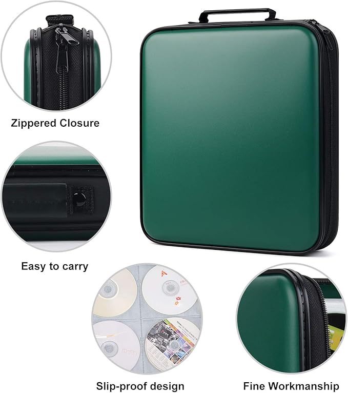 DVD Storage CD Case Holder: 160 Capacity CD Sleeves Black Disc Cases Binder for Car - CD Hard Organizer Box - Large DVD Wallet for Movie/Music/Game & Portable CD Book