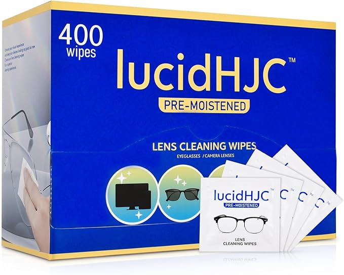 LucidHJC Lens Wipes for Eyeglasses/Camera Lenses,and Screens of cellphones/laptops/Computers .Cleaning Spots or dirts. Wrapped Individually Paper Wipes, Count 400
