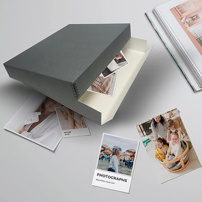 Lineco Museum Archival Storage Box, 16.75x20.75x3 in. Drop Front Design. Acid-Free with Metal Edge. Organize Photos, Pictures, Prints, Documents, Crafts, DIY. Gray, 6 Pack