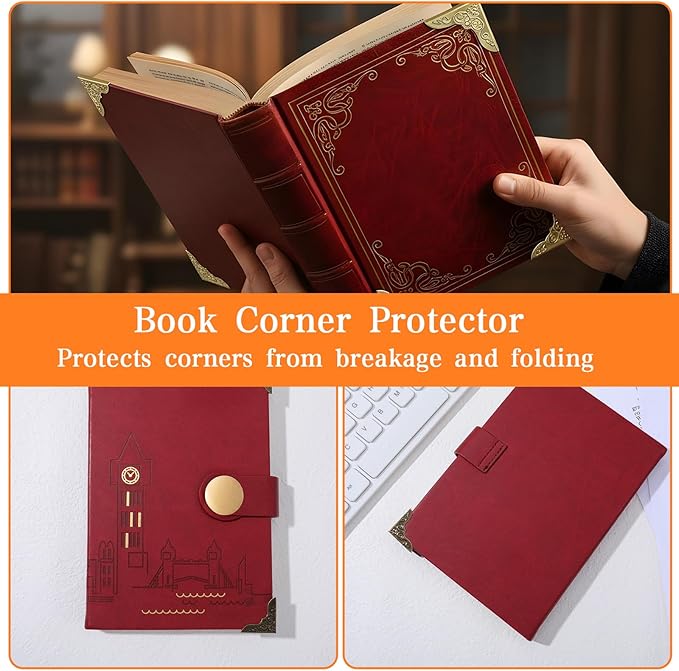 Matwsec 100PCS Metal Book Corners Book Corner Protectors with a Storage Box for Scrapbook Photo Album Notebook Diary Folder Corner Decorative Triangle Carved Frame Angle