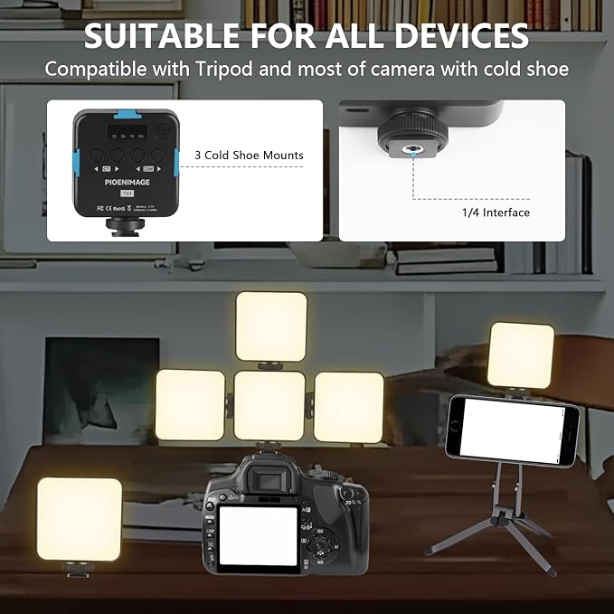 LED Video Lights, LED Camera Light, Small Lamp, Photography Pocket Lamp, CRI 95+ 2500-9000K Rechargeable Portable Photography Lighting for Camera