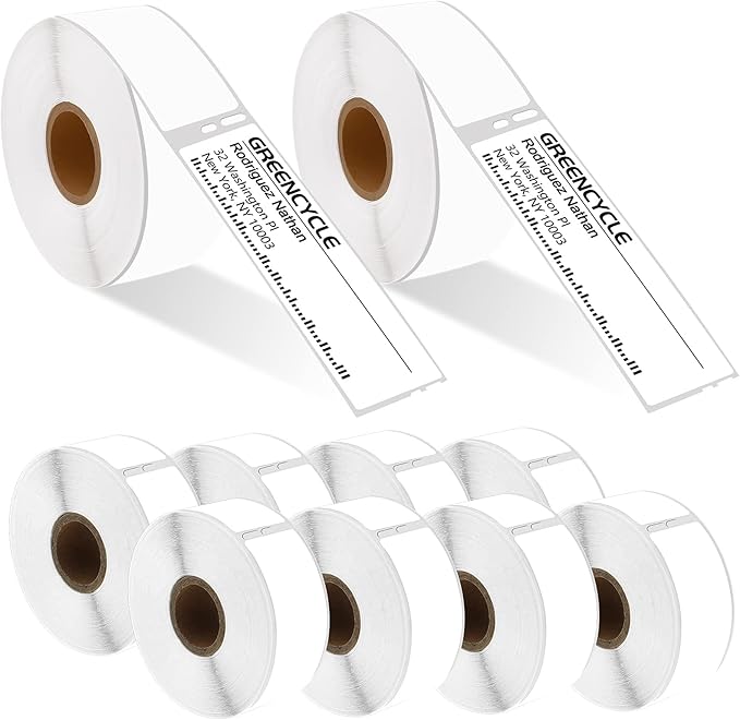 GREENCYCLE Compatible DYMO 30252 Address & Barcode Labels (1-1/8" x 3-1/2") – 10 Rolls/3500 Direct Thermal Labels, Work with DYMO LabelWriter 450, 4XL, NOT Compatible with 550 & 5XL