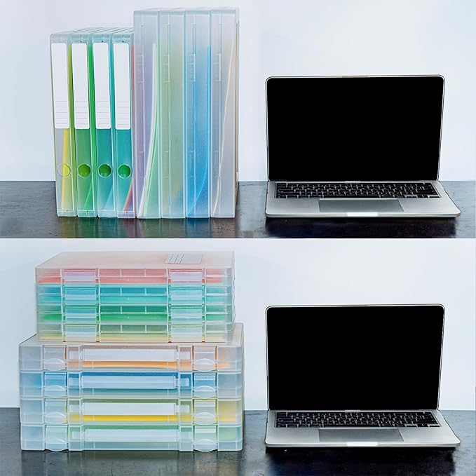 Mickiewicz 8 Packs Paper Storage Boxes, Plastic Multi-Purpose Thick Scrapbook Storage Box for Office,Craft or Art Supplies, 8.5 x 11 Plastic Portable Project Case for US letter Size and A4 paper