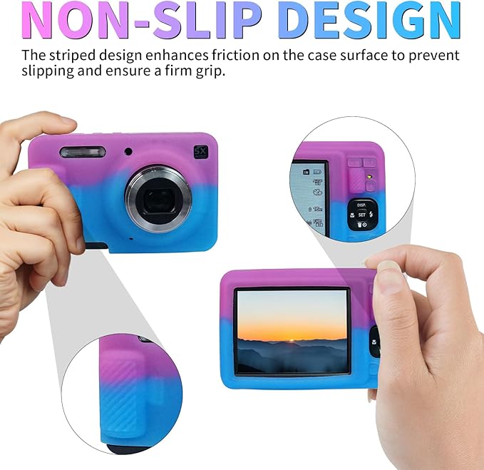 Easy Hood Camera Case for Kodak PIXPRO FZ55, Soft Silicone Cover Anti-Scratch Slim Fit FZ55 DSLR Camera Sleeve Body Skin Travel Protective Case, Rose Blue
