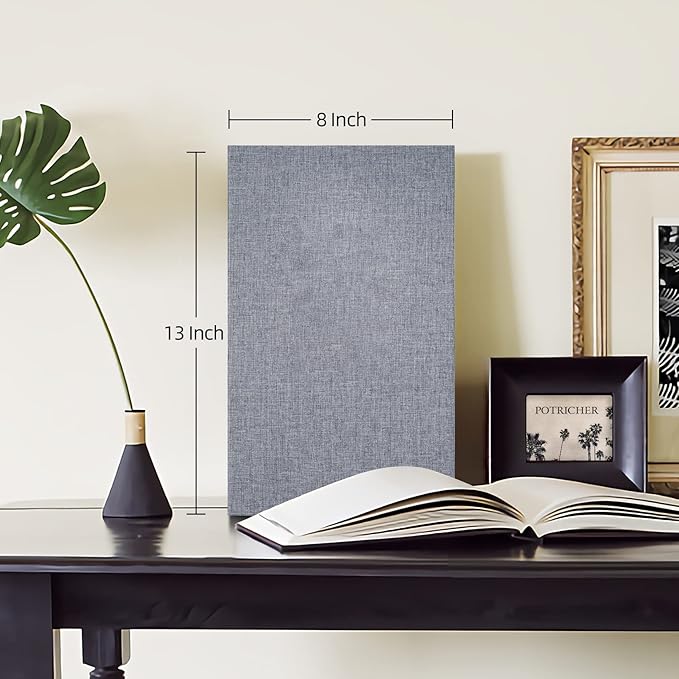 potricher Photo Album for 4x6 300 Horizontal Pockets Linen Cover Small Capacity Picture Book for Family Wedding Baby and Anniversary (Gray)