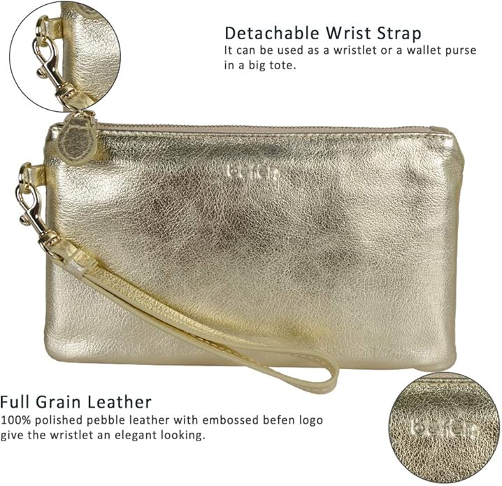 befen Genuine Leather Wristlet Clutch RFID Blocking Bag Cell Phone Wallet Purse Wristlet Wallet Purses and Handbags for Women