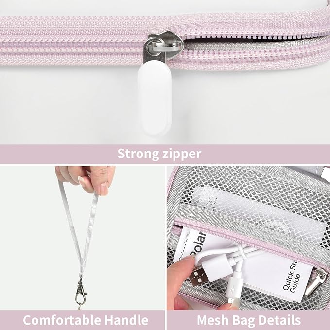 ANKHOH Digital Camera Case for Polaroid Go Generation 2 Gen 2/9035/9071/9070 Instant Mini Camera, Instax Film Cameras Storage with Mesh Pocket for Photo, Stickers (Box Only) (White-purple)