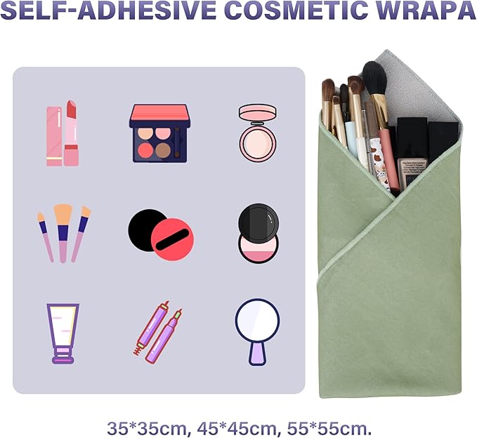 Walking Way Self-Adhesive Magic Cloth Makeup Bag, Portable Protective Cosmetic Pouch, Camera Lens Wrap, Stylish Travel Organizer for Beauty Essentials, Travel, Gifts & Daily Use