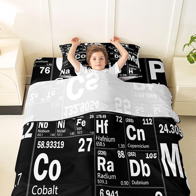 Erosebridal Chemical Periodic Table Bed Sheets Set Twin for Boys Girls Teens Science Students School Educational Dorm Room Decor Sheet Set, Science Theme Sheets Chemical Subject Theme Fitted Sheet