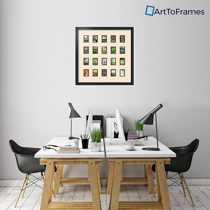 Art to Frames Double-Multimat-398-825/89-FRBW26079 Collage Photo Frame Double Mat with 20-2x3 Openings and Satin Black Frame