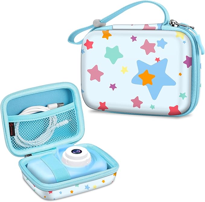 FINTIE Kids Camera Case Compatible with Goopow/Seckton/Dylanto/Mgaolo/Masterbee/CIMELR/Desuccus Kids Digital Camera Toys, Children Carrying Bag, Birthday Festival Gift, Colorful Stars