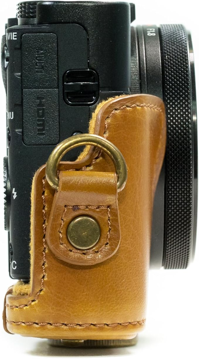 MegaGear Ever Ready Protective Leather Camera Case, Bag for Sony Cyber-Shot DSC-WX500 Digital Camera (Light Brown) (MG601)